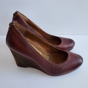 Calvin Klein Jeans Alesha wedge heel shoes stitch and grommet detail